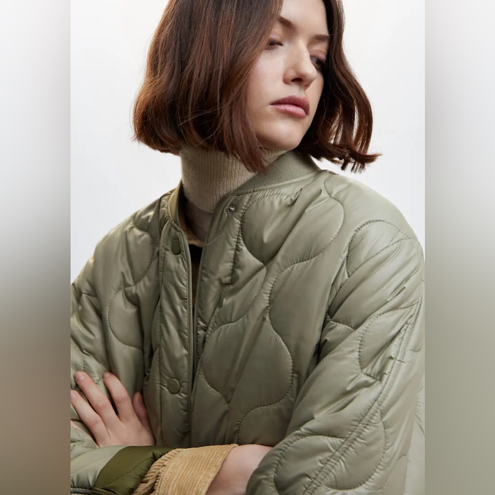 Mango MNG satin quilted padded blogger favorite puffer jacket water repellent - Picture 6 of 9